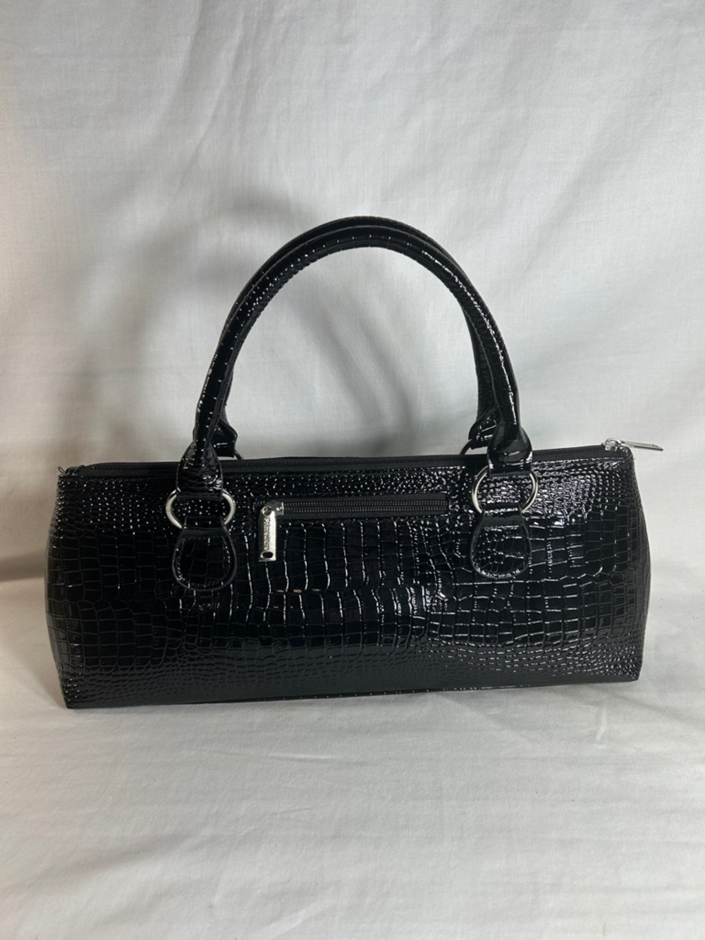 NWOT Black Croc-Embossed Insulated Barrel Handbag - Classic Women's Bag